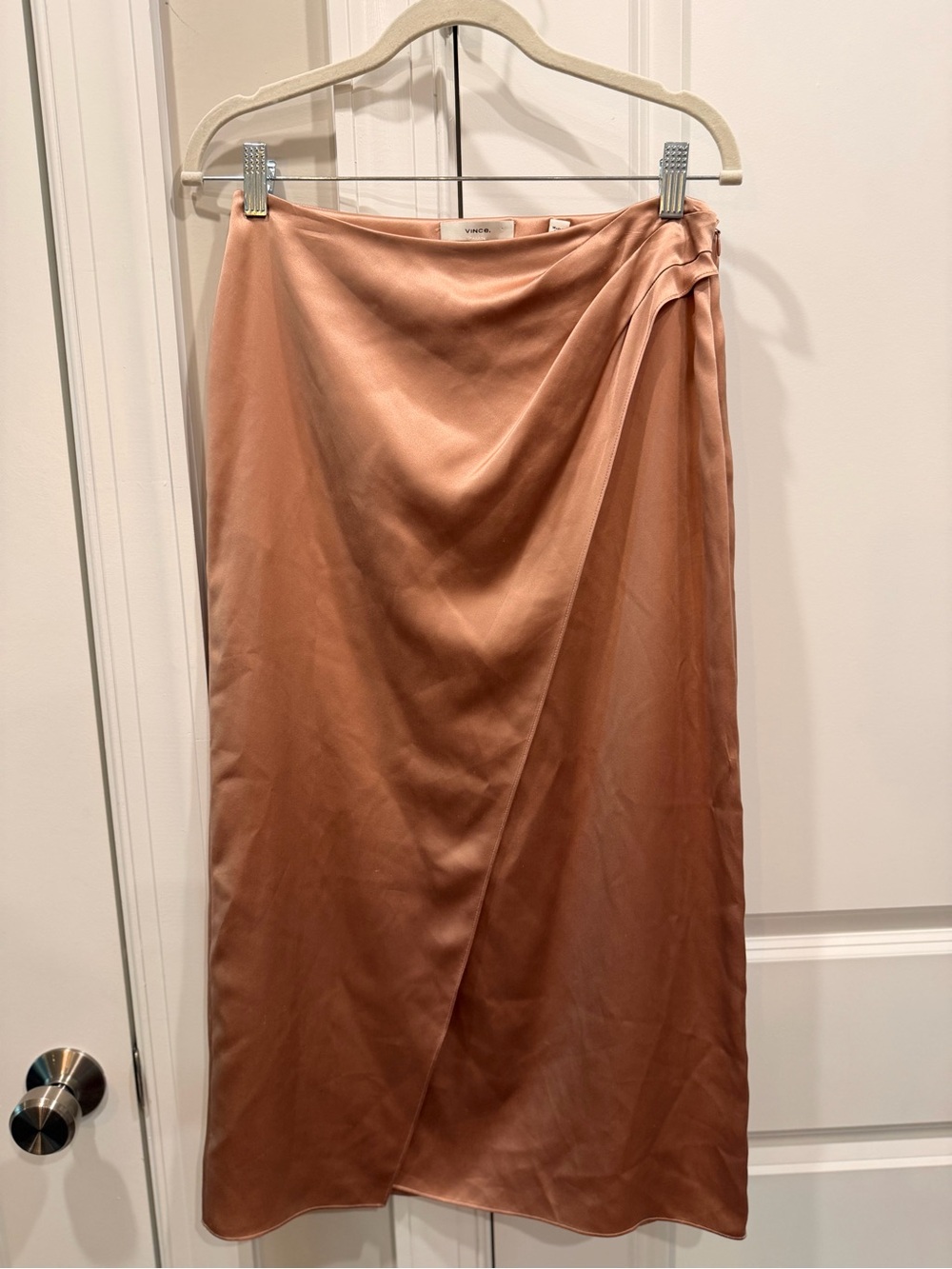 Vince Satin Wrap Midi Skirt in Rosewood